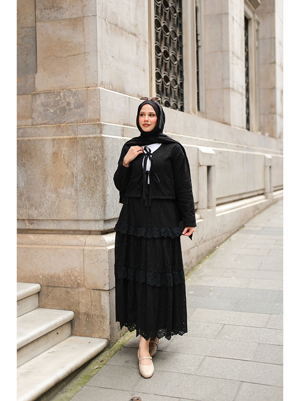 Kadın Eteği Volanlı Takım Siyah-2