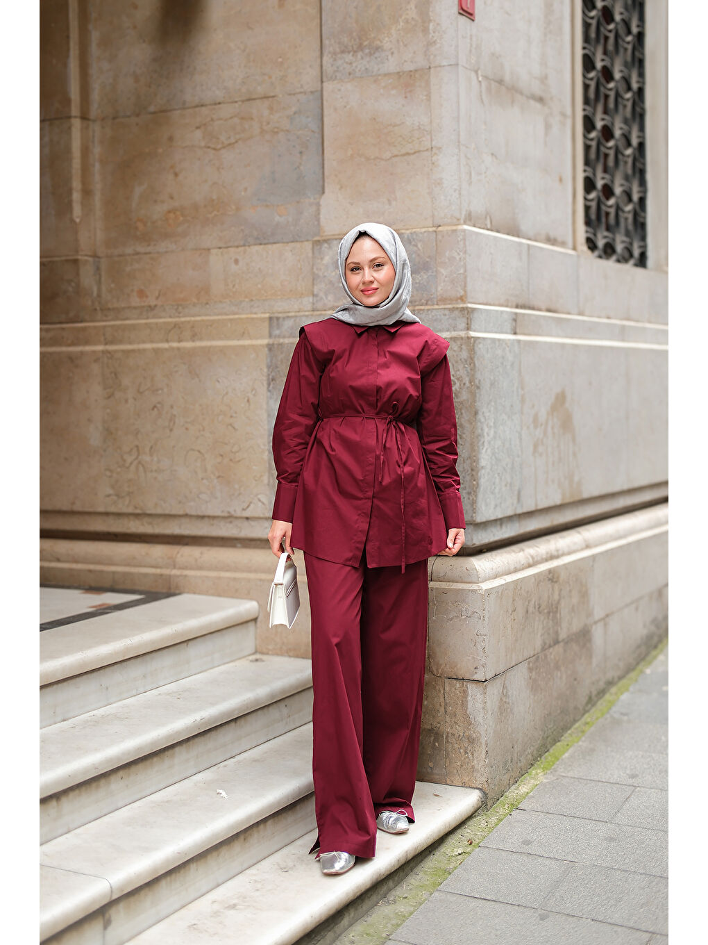 Kadın Dış Vatka Detaylı Takım Bordo-2