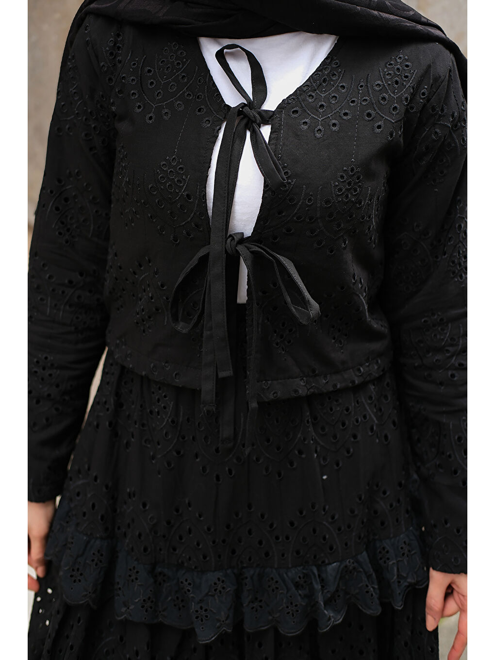 Kadın Eteği Volanlı Takım Siyah-3