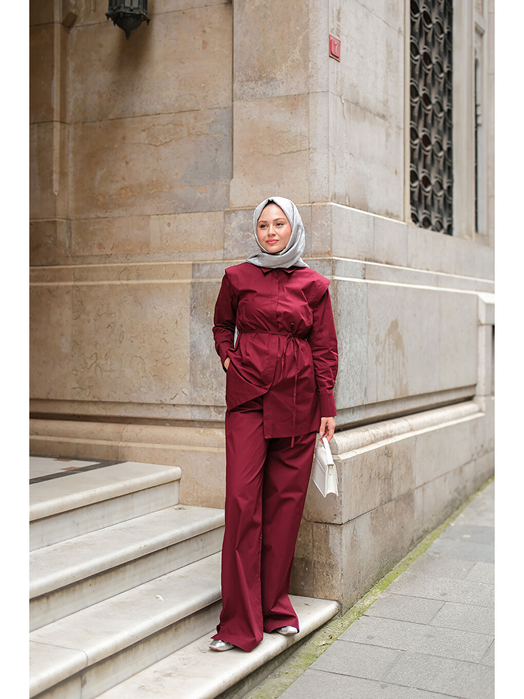 Kadın Dış Vatka Detaylı Takım Bordo-3