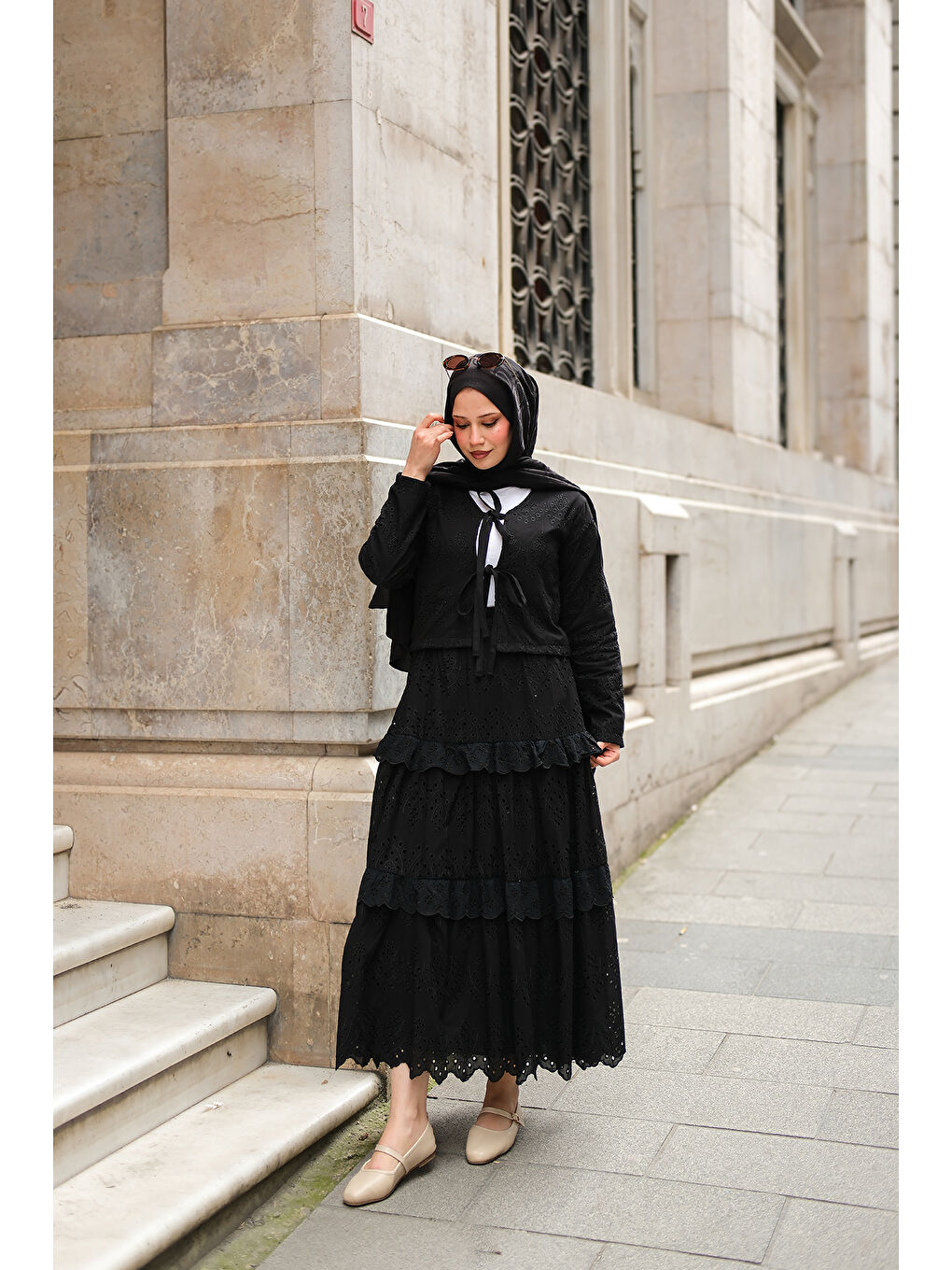 Kadın Eteği Volanlı Takım Siyah-4