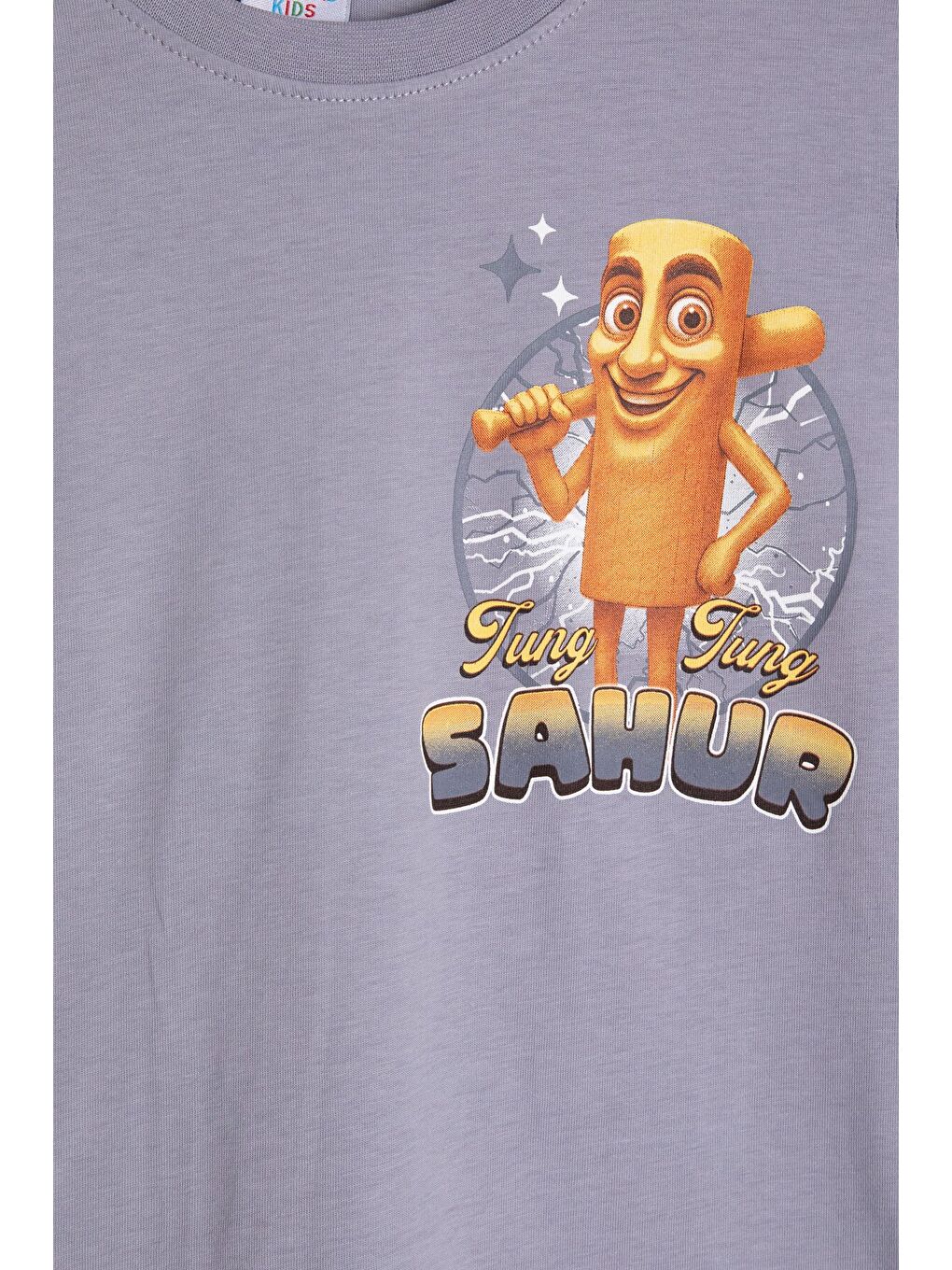 Gri Füme Erkek Çocuk Bisiklet Yaka Tişörtlü Şortlu 2li Baskılı Takım 24003-4