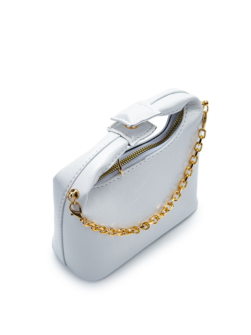 Zincir Askılı Rugan Suni Deri Kadın Çapraz Çanta Ivy Beyaz-2