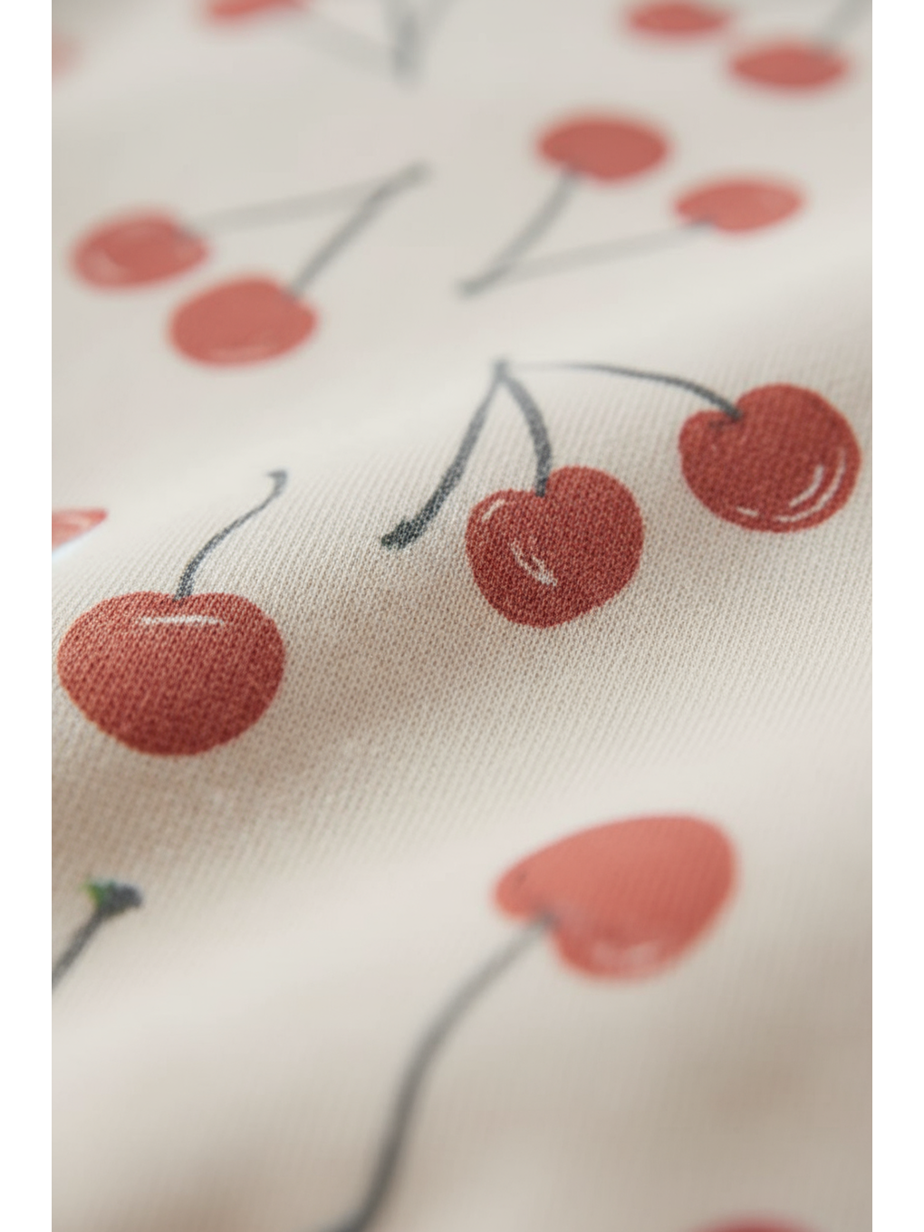 Karışık Kız Çocuk Pamuklu Ekru Kiraz Desenli Sweatshirt Tayt Takım - Rahat Günlük Kombin-1