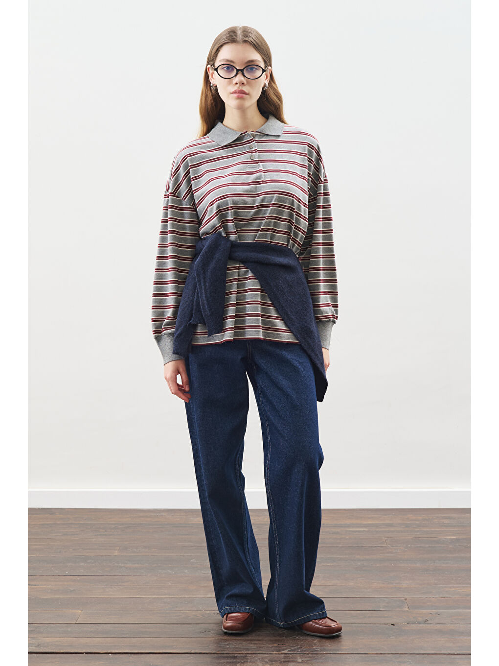 Polo Yaka Oversıze Tshırt Gri