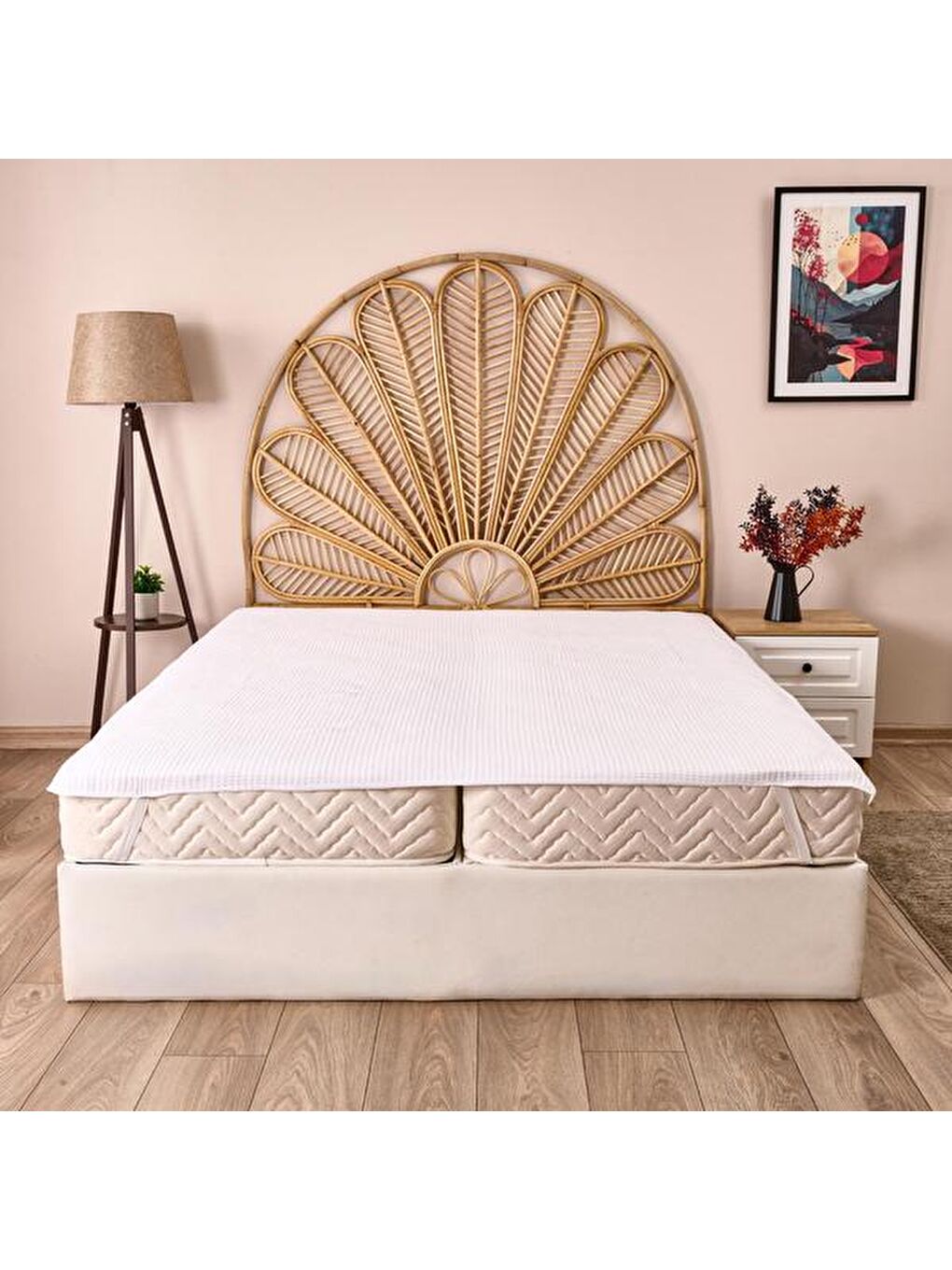 Soft Thunder Tek Kişilik Kapitoneli Lastikli Alez - Beyaz - 120x200 cm