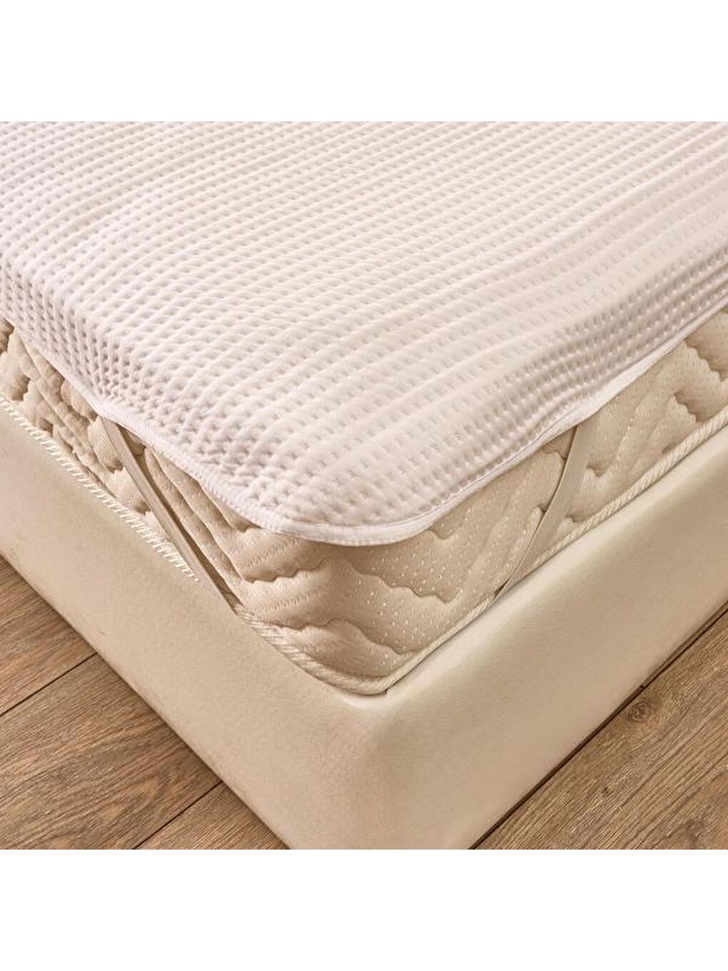 Soft Thunder Tek Kişilik Kapitoneli Lastikli Alez - Beyaz - 120x200 cm-2