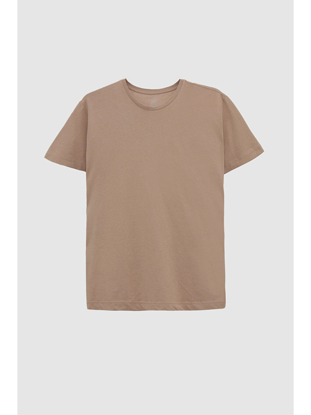 Bej Comfort Vizon Bisiklet Yaka %100 Pamuk T-Shirt-3