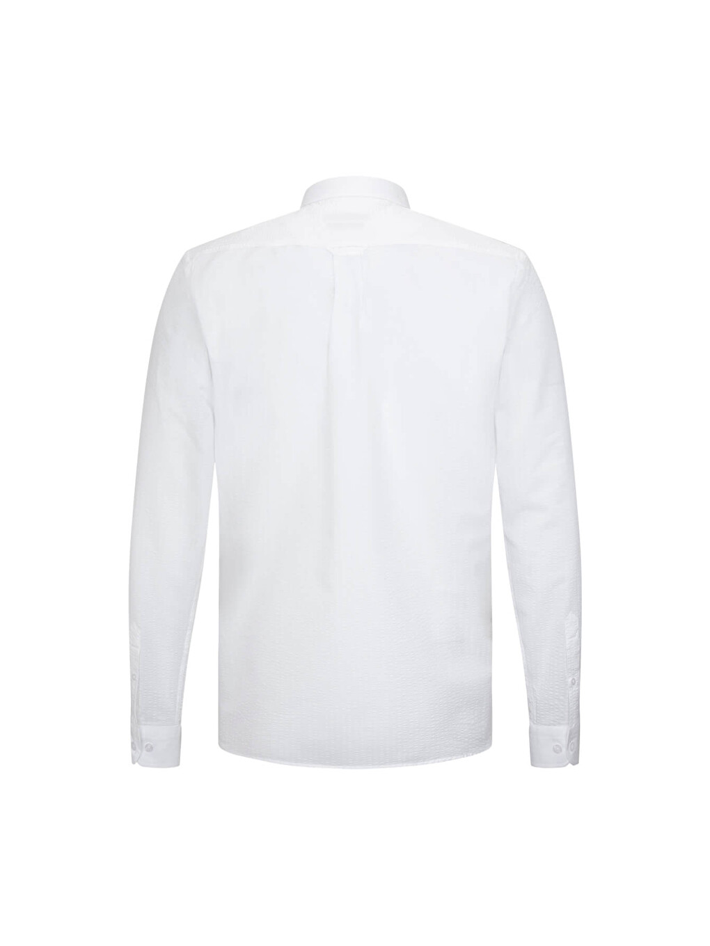 Beyaz Comfort Fit 100% Pamuk Slim Yaka Uzun Kollu Spor Gömlek-1