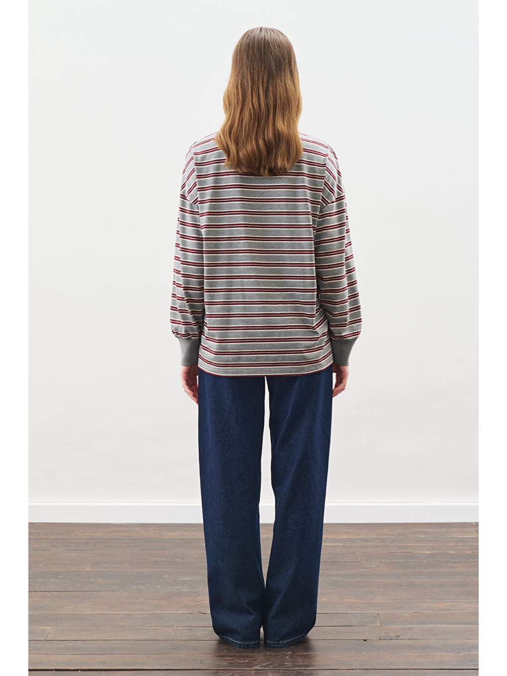 Polo Yaka Oversıze Tshırt Gri-5