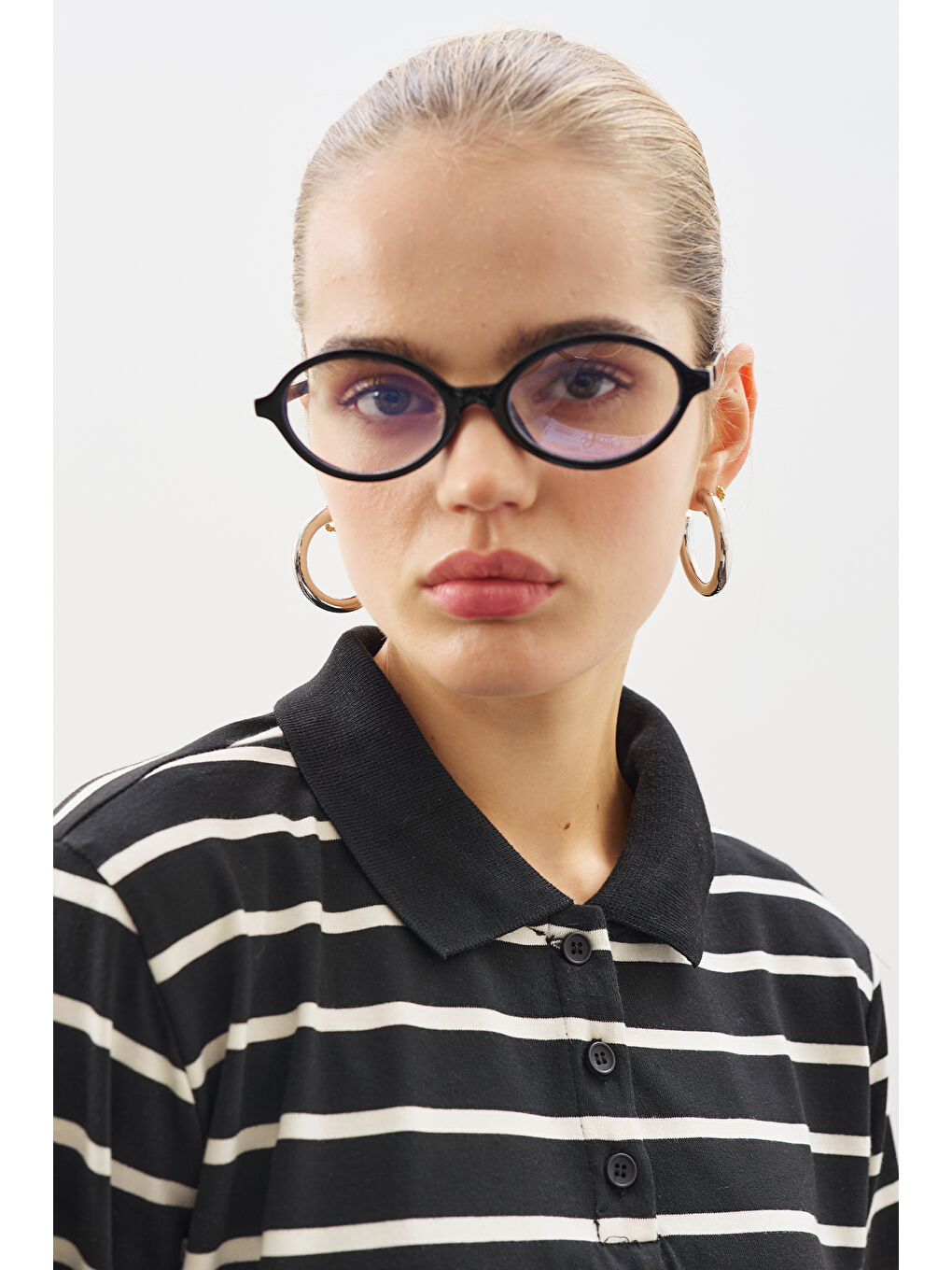 Polo Yaka Çizgili Tshırt Siyah-3