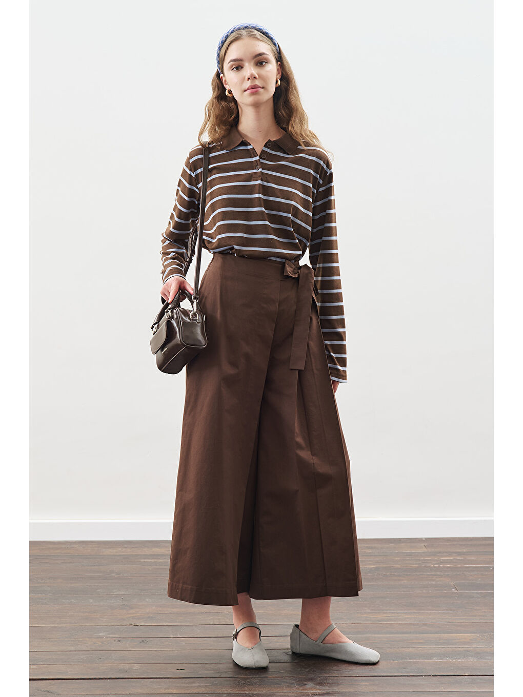 Polo Yaka Çizgili Tshırt Mavi-1