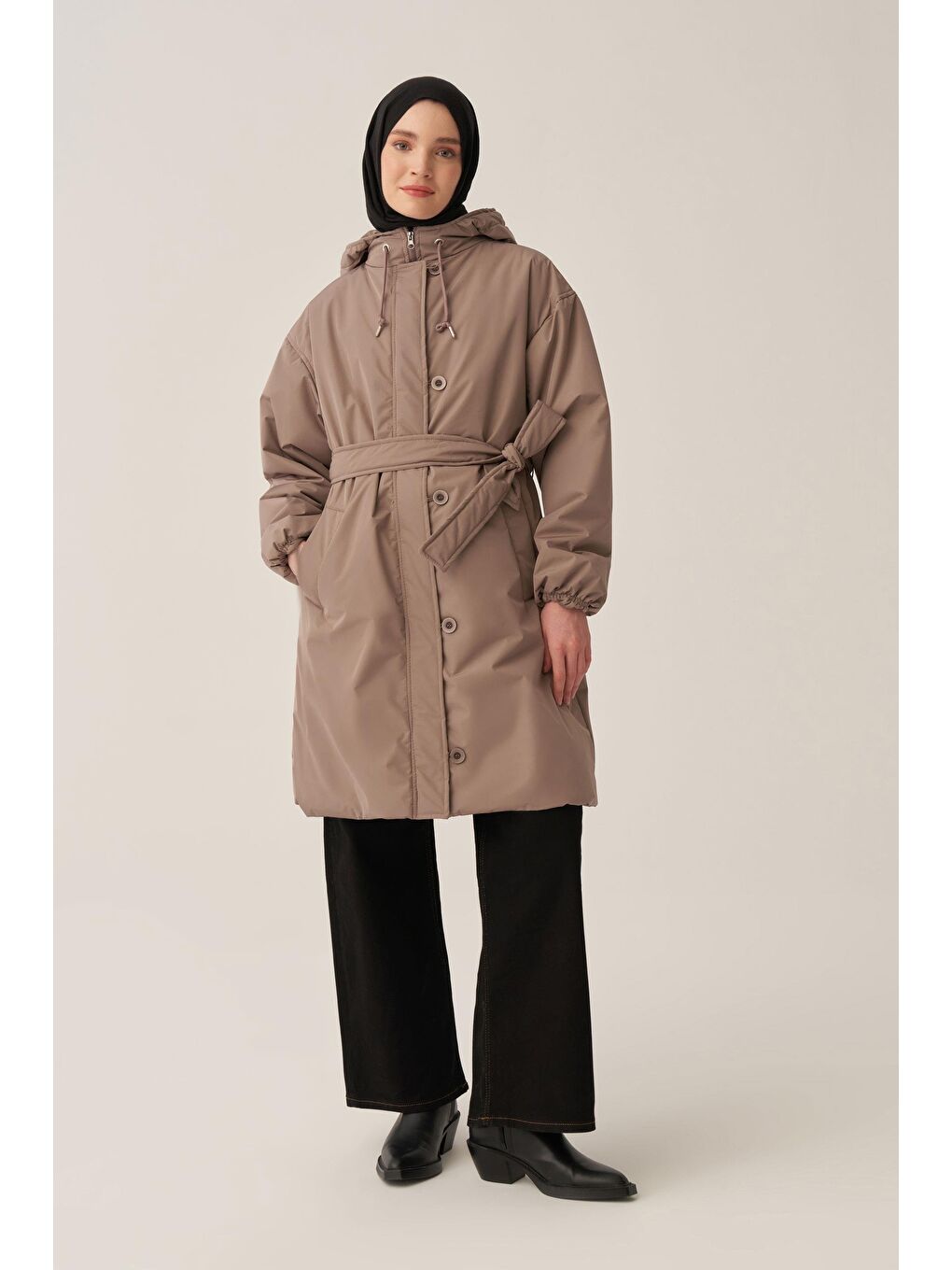 Bej Vizon-Kemerli Relax Şişme Mont