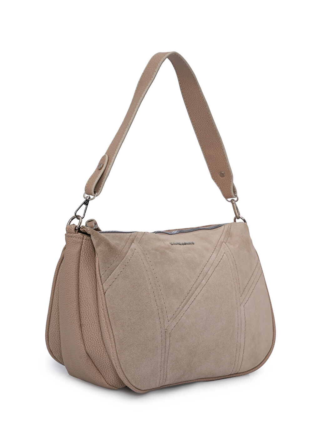 Bej Süet Dokulu Kadın Omuz Çantası ED069-1