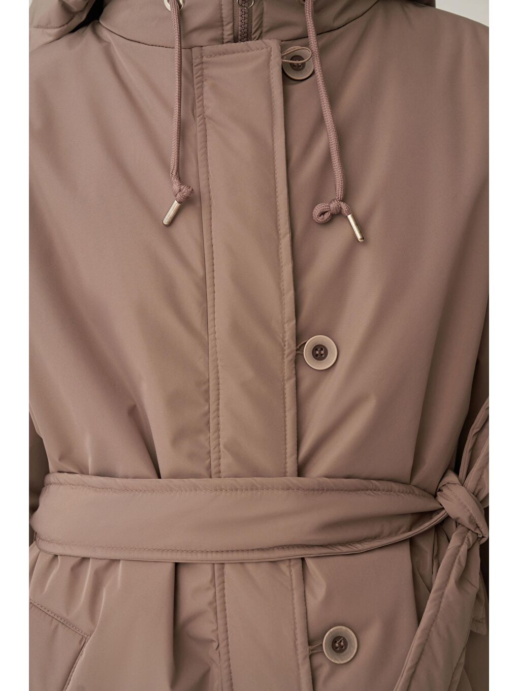 Bej Vizon-Kemerli Relax Şişme Mont-4