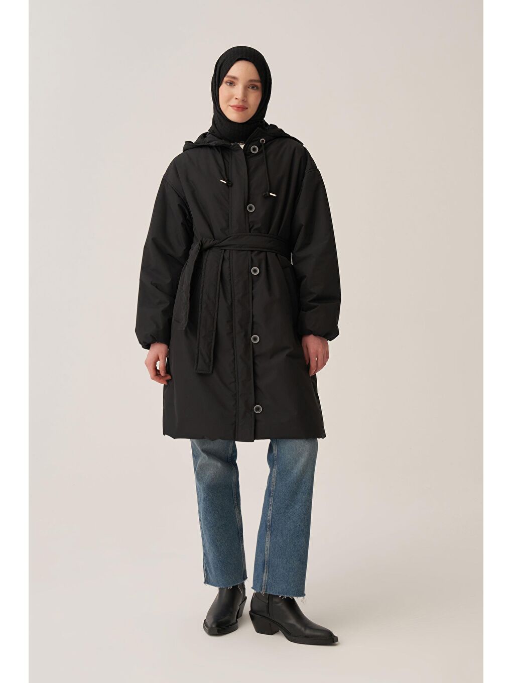 Siyah-Kemerli Relax Şişme Mont