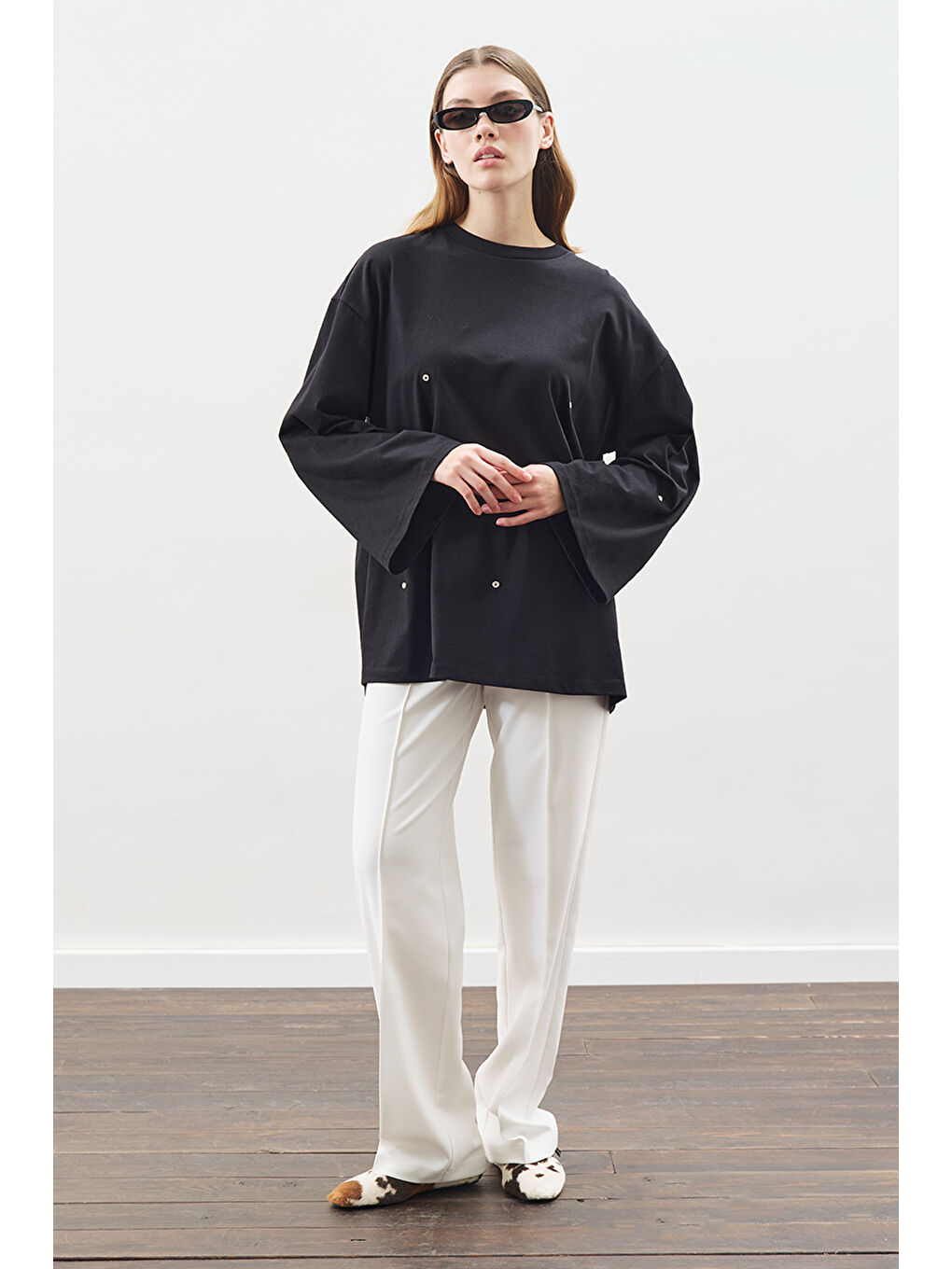 Çıtçıt Ayarlamalı Tshırt Siyah-1