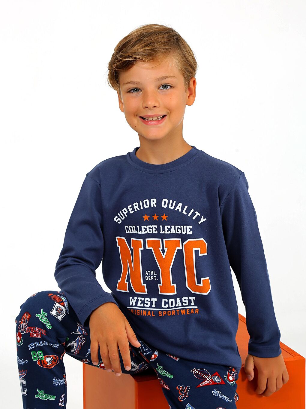 İndigo Erkek Çocuk Uzun Kollu %100 Pamuklu Pijama Takımı West Coast