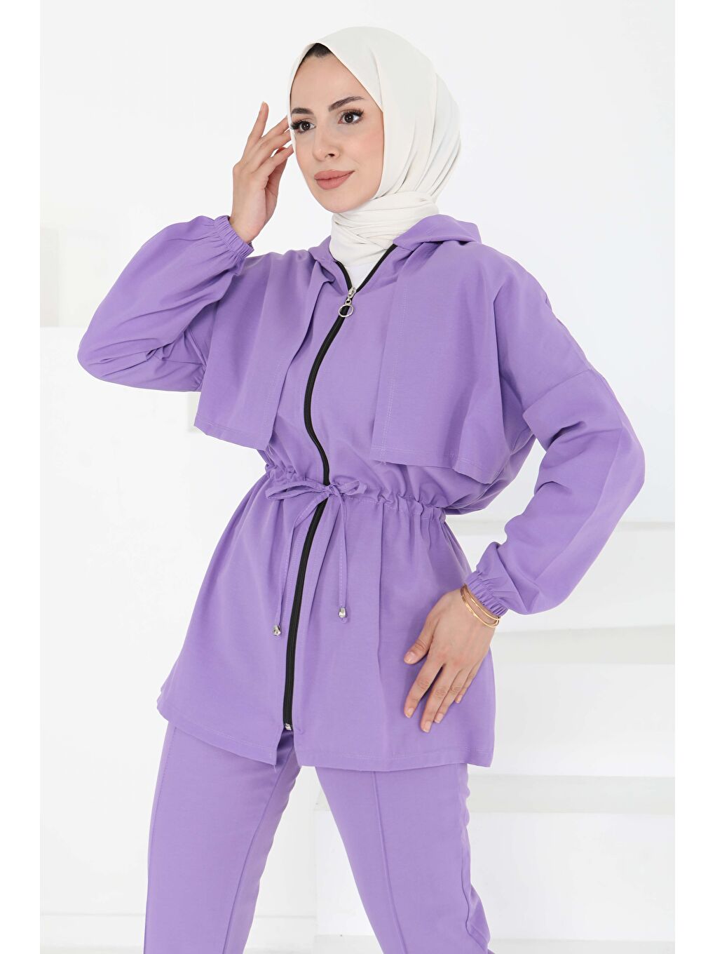 Önden Bağlamalı İkili Takım Lila - 27073-1