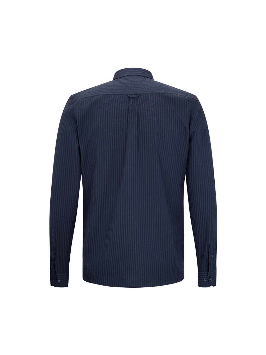 Lacivert Comfort Fit 100% Pamuk Slim Yaka Uzun Kollu Spor Gömlek-1