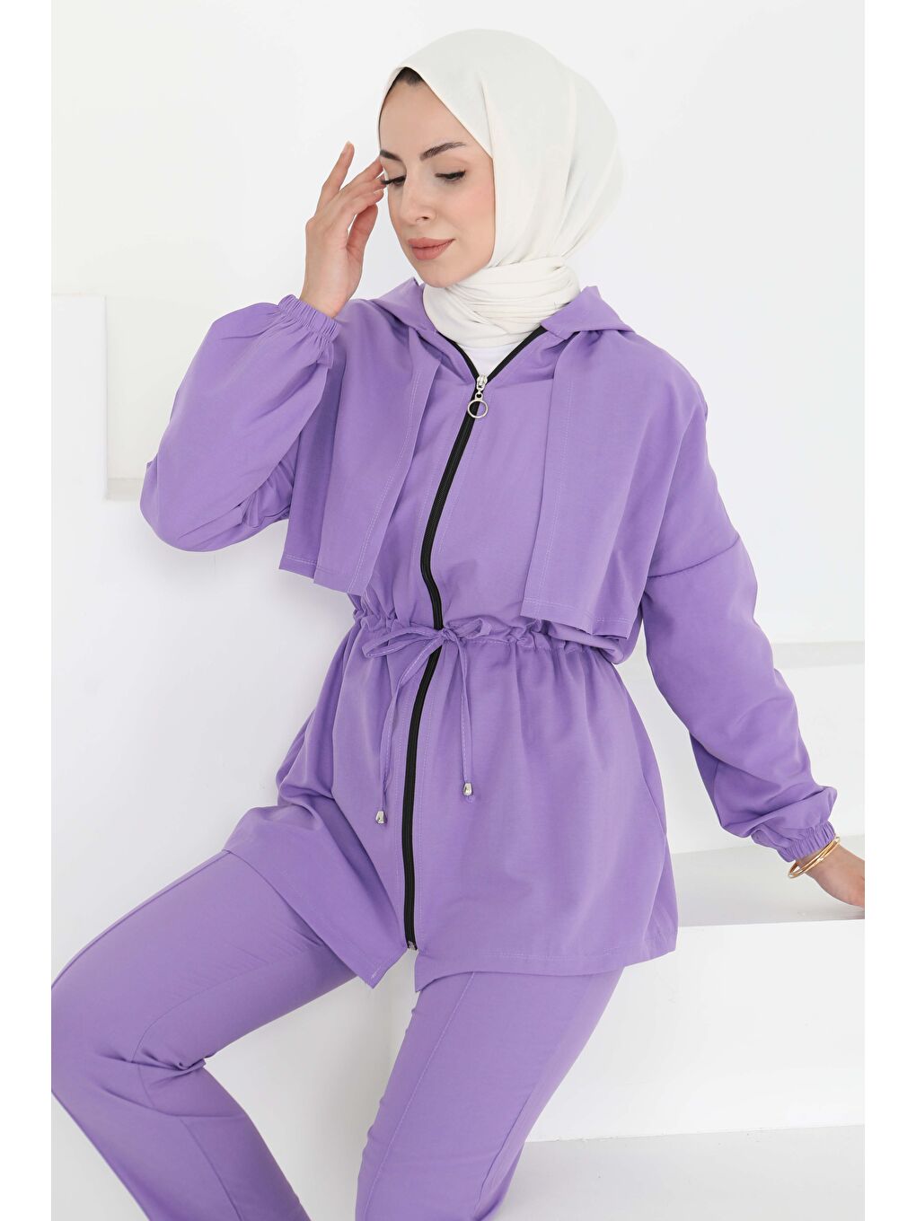 Önden Bağlamalı İkili Takım Lila - 27073-2