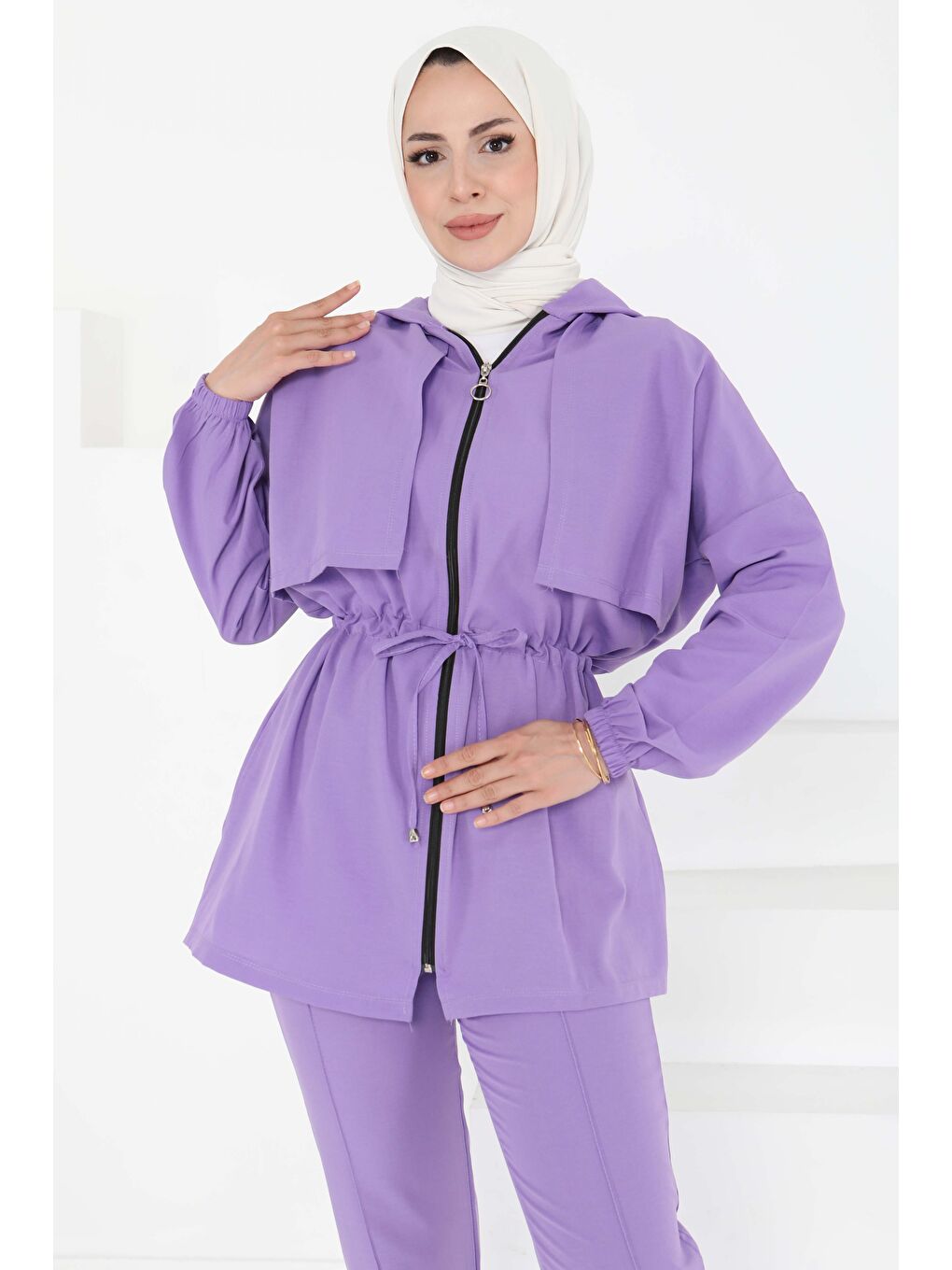 Önden Bağlamalı İkili Takım Lila - 27073-4