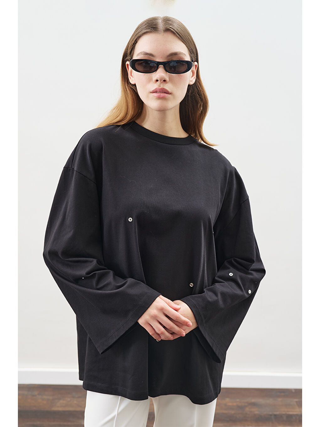 Çıtçıt Ayarlamalı Tshırt Siyah-3