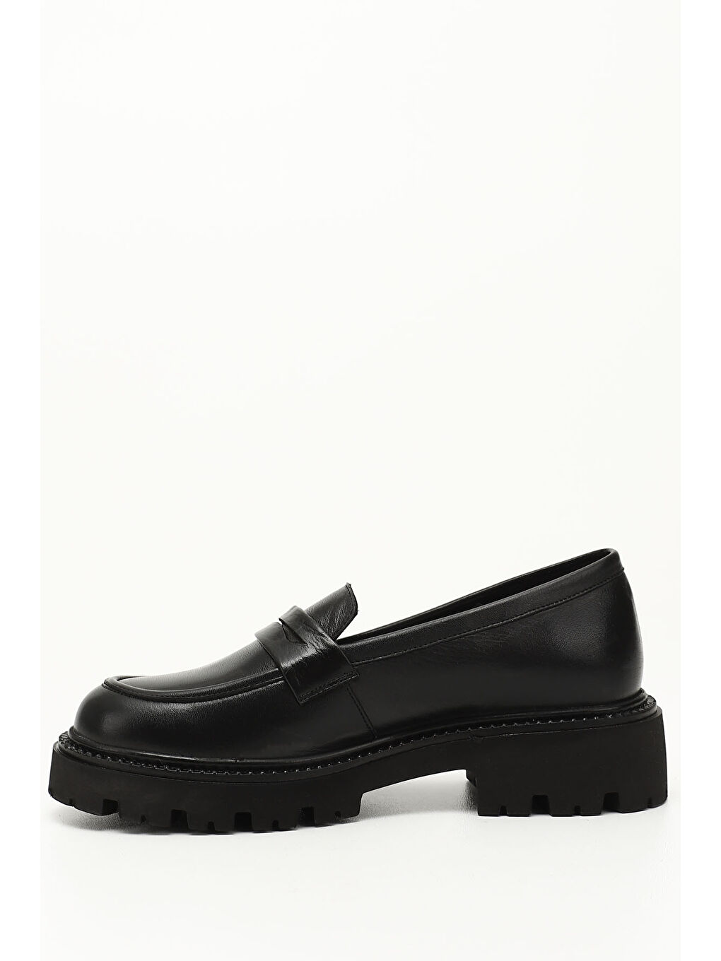 Mor Kadın ZÜMRÜT-SİYAH Kalın Topuklu Hakiki Deri Loafer Ayakkabı-2