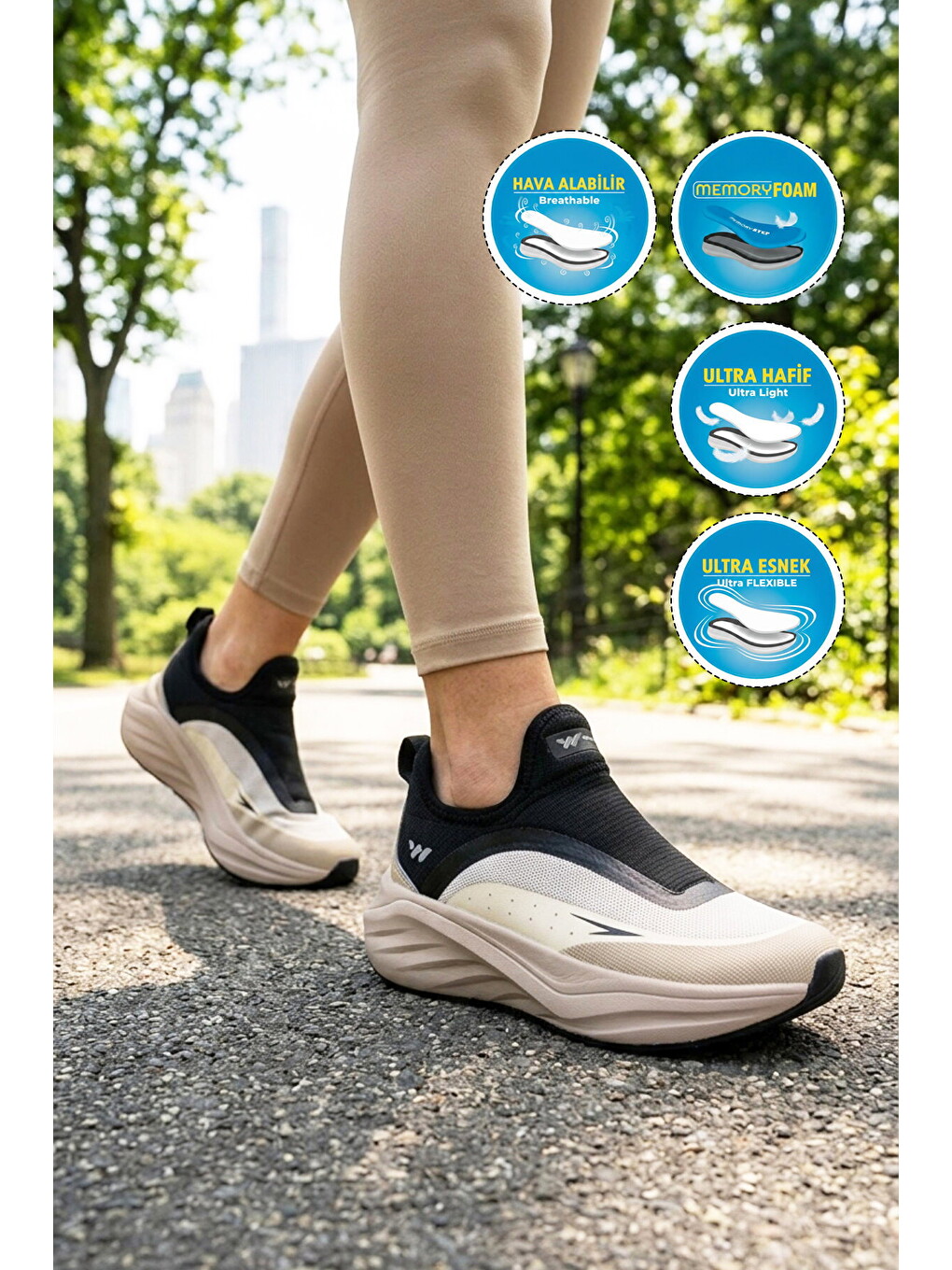 Bej Hafızalı Taban Hafif Esnek Unisex Spor Ayakkabı Eclipse G-2