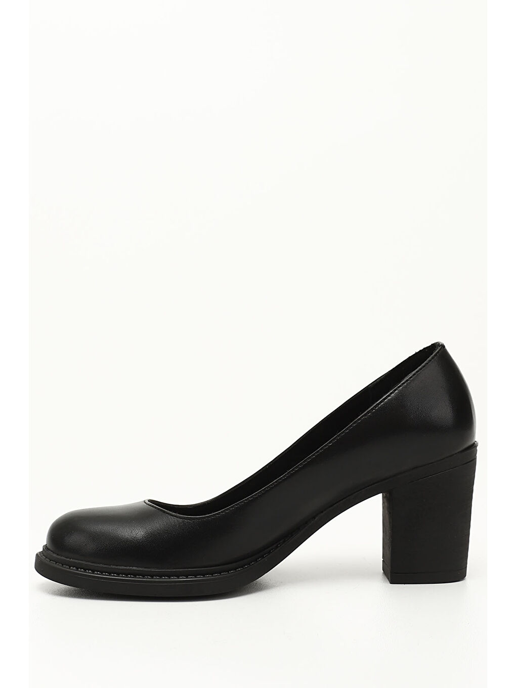 Mor Kadın ZÜMRÜT-SİYAH Orta Kalın Topuklu Hakiki Deri Ayakkabı-2