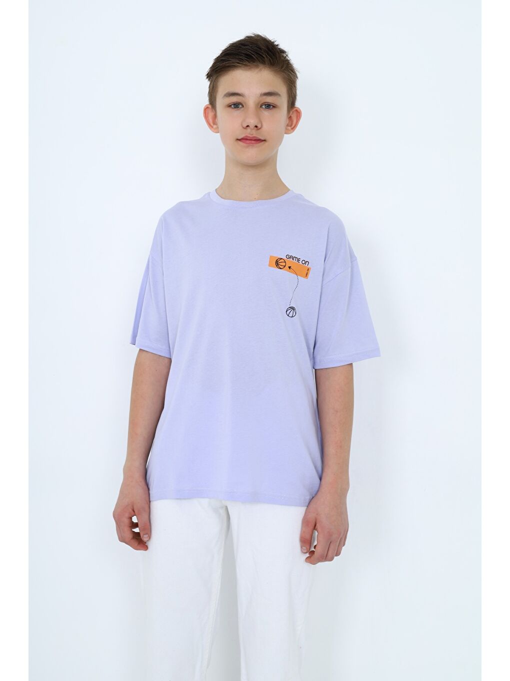 Lila Erkek Çocuk Baskılı Tişört