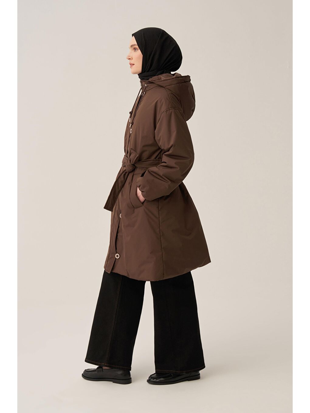 Kahverengi Kahve-Kemerli Relax Şişme Mont-3