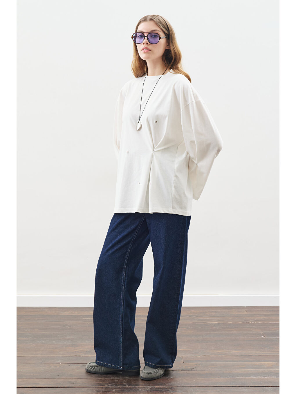 Çıtçıt Ayarlamalı Tshırt Ekru-2