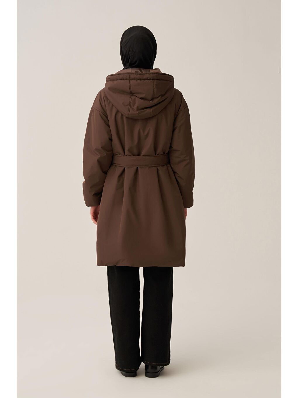 Kahverengi Kahve-Kemerli Relax Şişme Mont-4