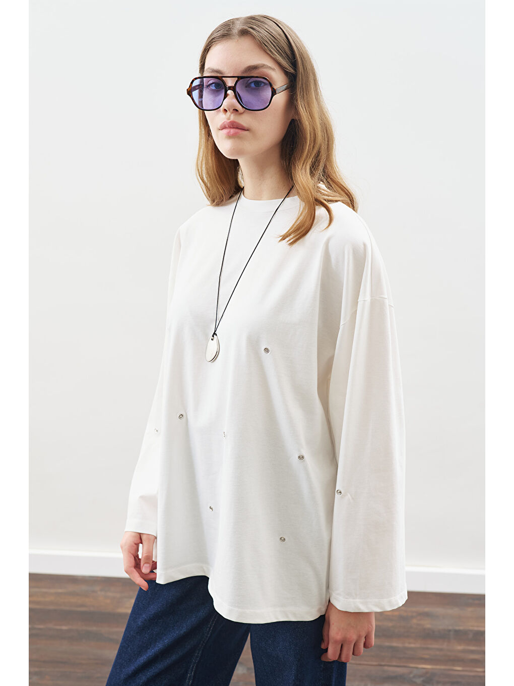 Çıtçıt Ayarlamalı Tshırt Ekru-3