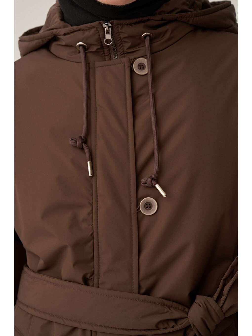 Kahverengi Kahve-Kemerli Relax Şişme Mont-5