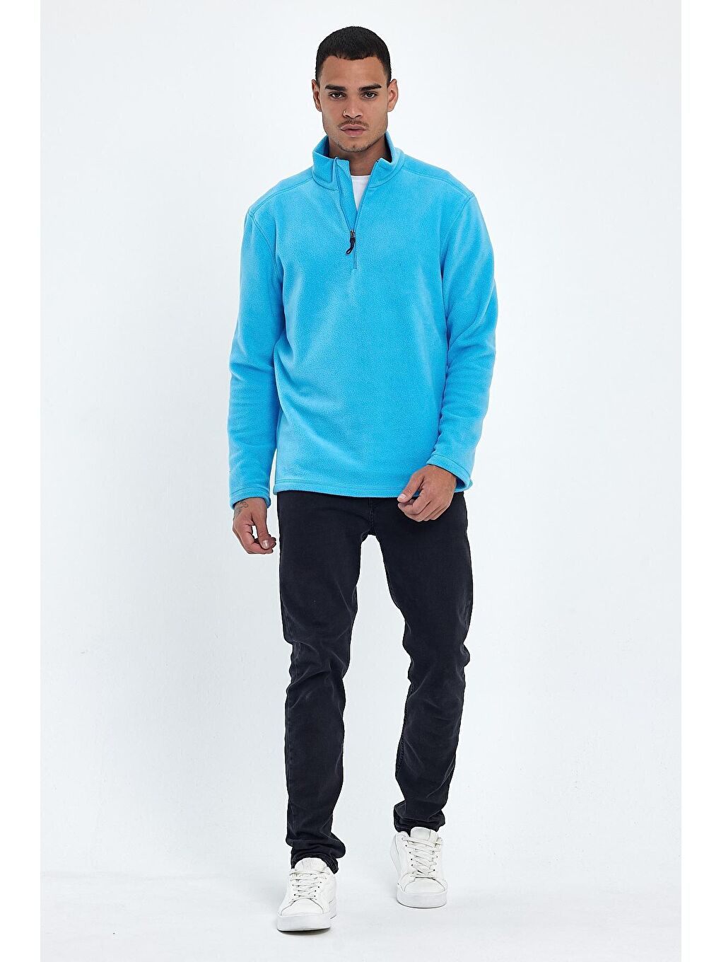 Turkuaz Erkek Rahat Kalıp Softech Polar Yarım Fermuarlı Sweatshırt spr24pw20-1