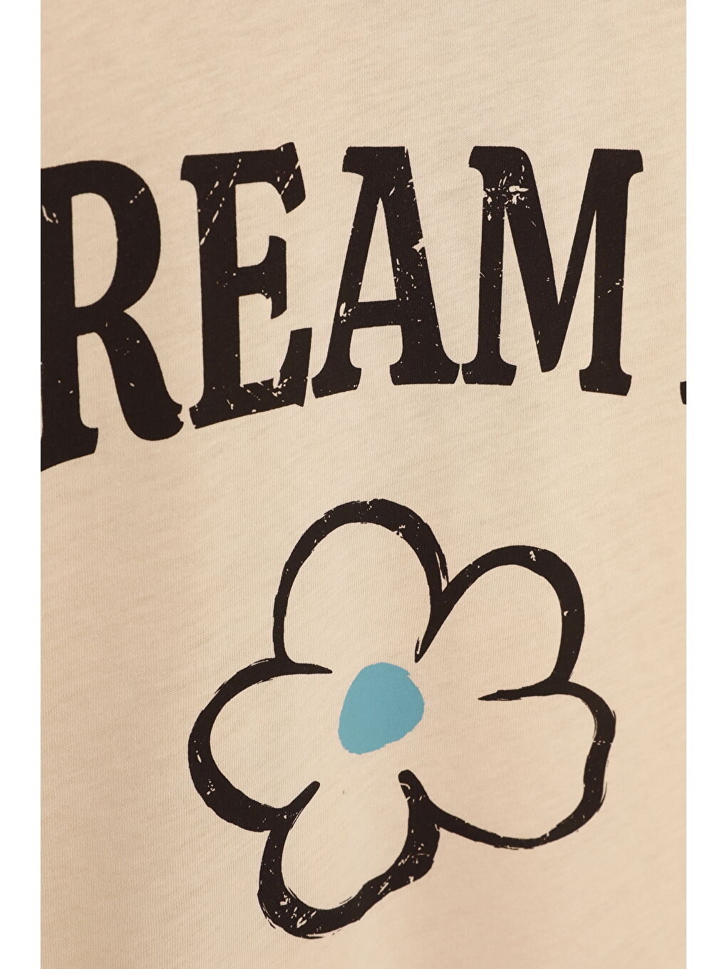 Biye Yakalı Baskılı Tişört Bej-3