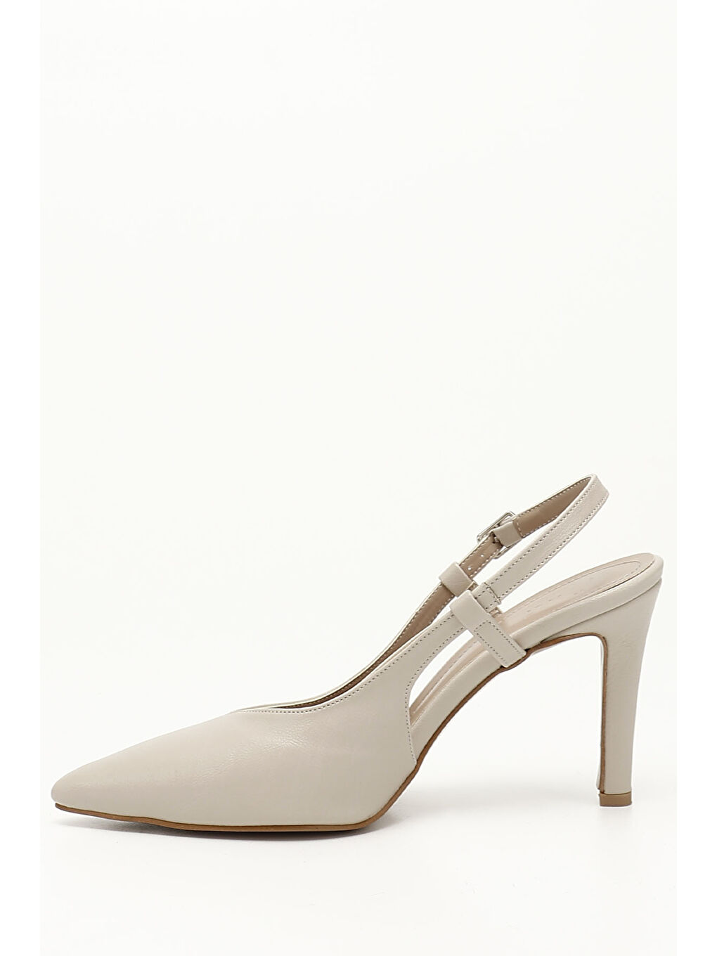 Bej Kadın TEN İnce Topuklu Arkası Açık Ayakkabı-2