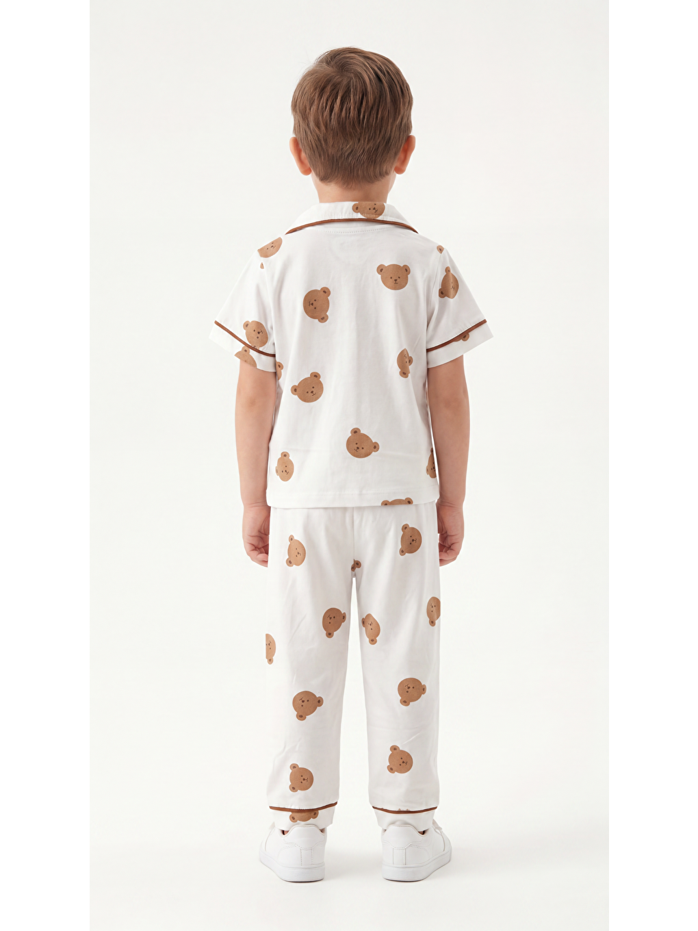 Beyaz Ayıcık Baskılı Erkek Çocuk Pijama Takım-3