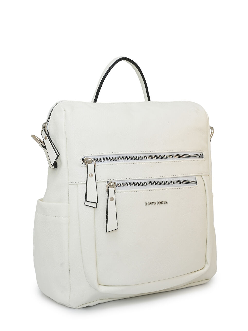 Beyaz Çok Bölmeli Fermuarlı Kadın Sırt Çantası DJ257-1-2