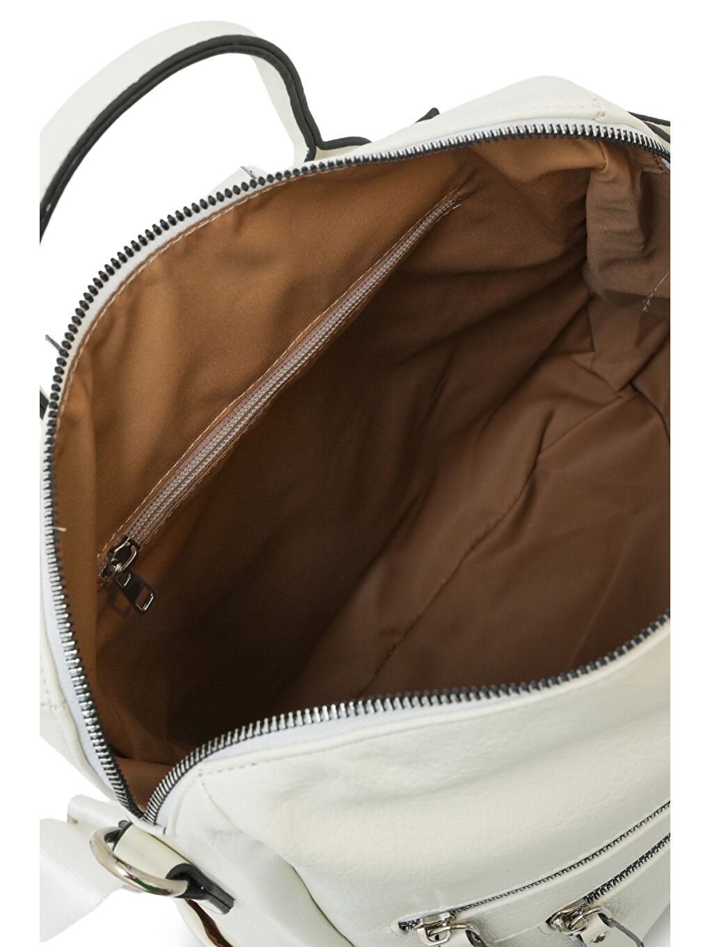 Beyaz Çok Bölmeli Fermuarlı Kadın Sırt Çantası DJ257-1-4