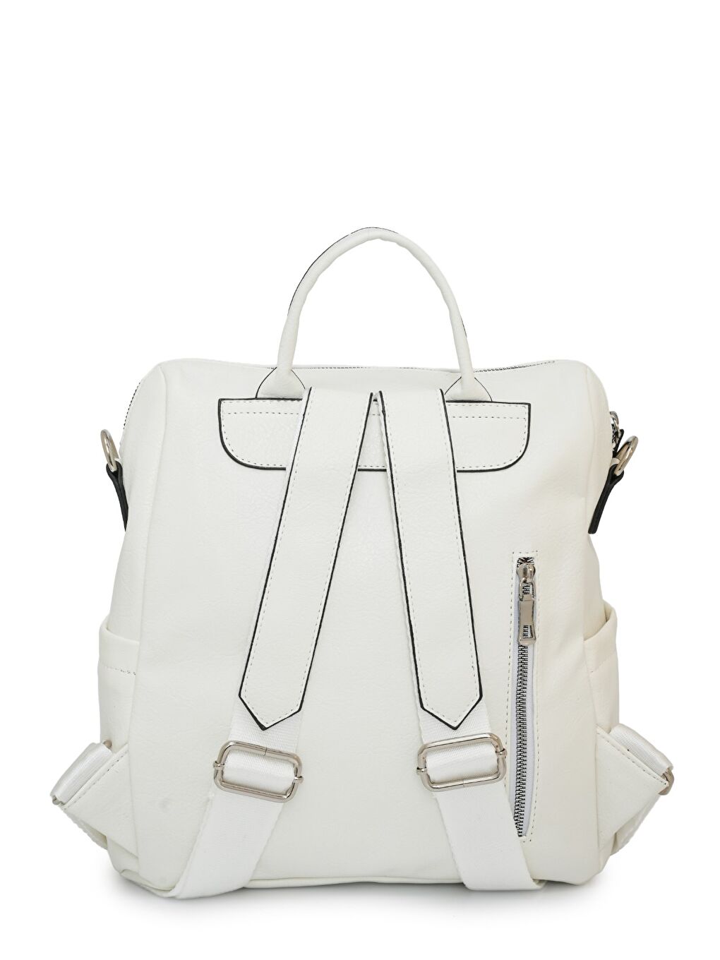 Beyaz Çok Bölmeli Fermuarlı Kadın Sırt Çantası DJ257-1-5