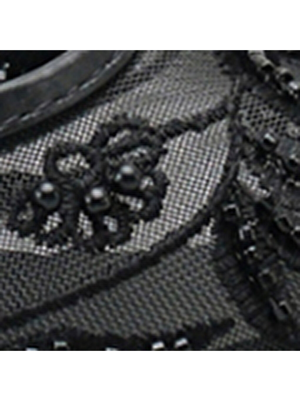 Siyah Mathilde Dantelli Fileli Nakışlı Kadın Babet-6