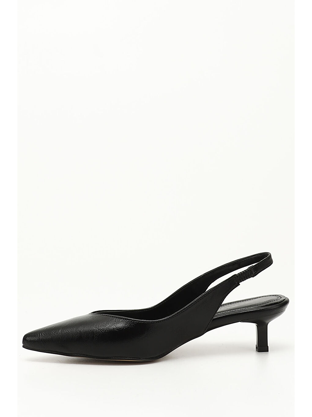 Mor Kadın ZÜMRÜT-SİYAH Kısa İnce Topuklu Arkası Açık Ayakkabı-2