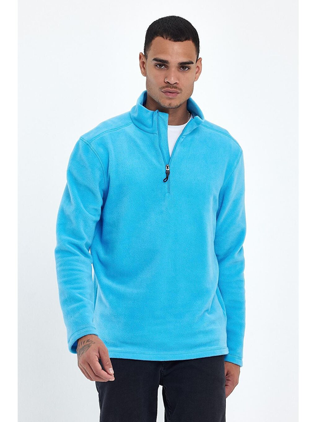 Turkuaz Erkek Rahat Kalıp Softech Polar Yarım Fermuarlı Sweatshırt spr24pw20-3