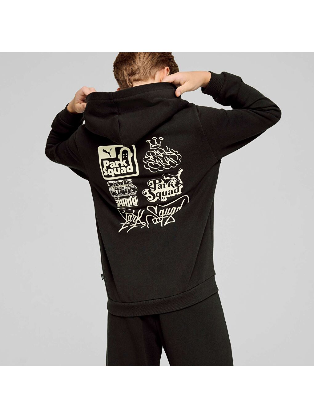 Siyah ESS+ MID 90s Genç Kapüşonlu SWEATSHIRT-2