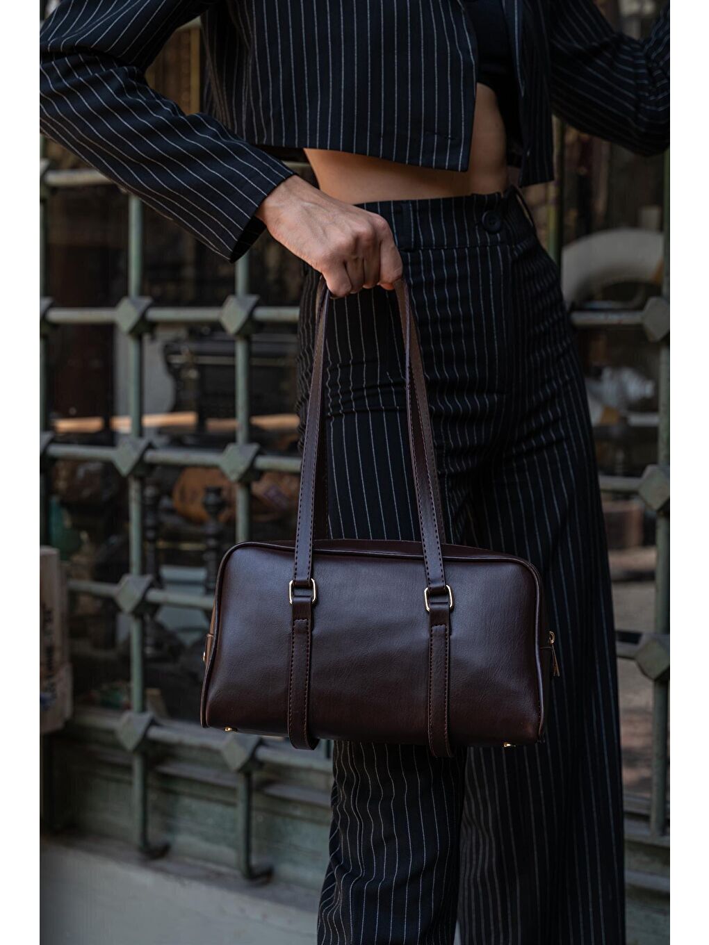 Paplo Uzun Çift Saplı Kadın Çanta - Kahverengi-3