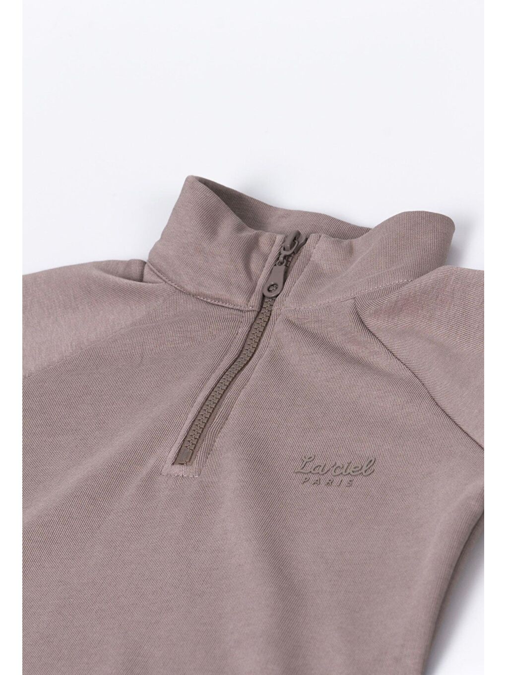 Bej Kız Çocuk Pamuklu Kahverengi Fermuarlı Sweatshirt Eşofman Takım - Oversize Fit-2