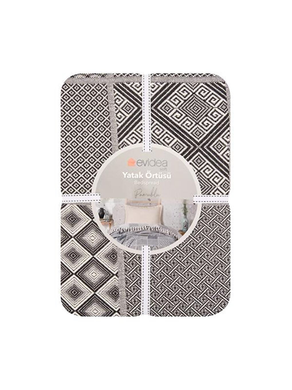 Soft Patchwork Tek Kişilik Yatak Örtüsü - Antrasit - 150x200 cm-1